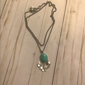 Long turquoise silver hippie/Bohemian necklace